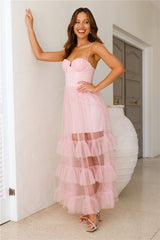 Queen Thoughts Tulle Maxi Dress Pink