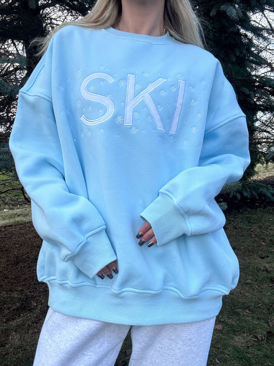 Icy Blue Ski Snowflake Sweatshirt