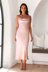 Let Love Be Satin Maxi Dress Pink