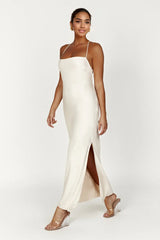 Sydney Straight Neck Slip Maxi Dress - Cream