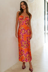 Orchid Midi Slip Dress Orange