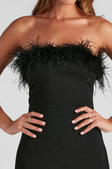 Good Girl Gone Glam Feather Mini Dress