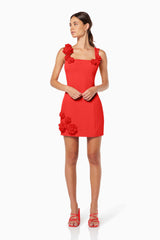 Trompe 3D Floral Mini Dress Red