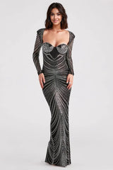 Formal Rhinestone Bustier Long Dress