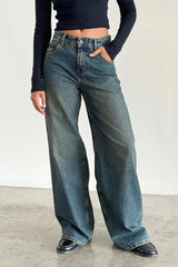 Roomy Extra Wide Jeans in Brown Blue Acid