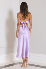 Standing Tall Satin Midi Dress Lilac