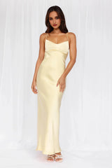 The Samara Satin Maxi Dress Yellow