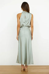 Switch Over Satin Maxi Dress Sage