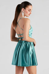 Sleek And Flirty Satin Skater Dress