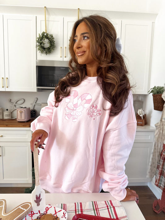 Light Pink Candy Cane Wonderland Sweatshirt