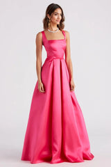 Satin Lace-Up A-Line Ball Gown