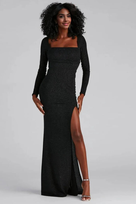 Viv Formal High Slit Glitter Dress