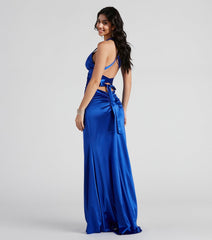 Sam Formal Satin Open Back Dress