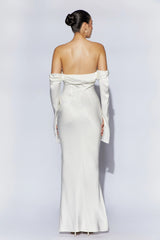 Giselle Off Shoulder Cowl Neck Maxi Dress - White