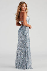 Formal Iridescent Sequin Scroll Dress