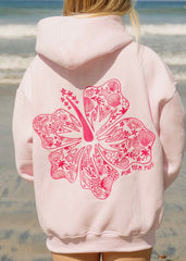 "Hawaii Hibiscus" Hoodie in Blush