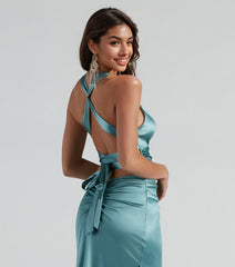 Sam Formal Satin Open Back Dress