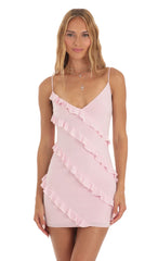 Ruffle Mini Dress in Pink