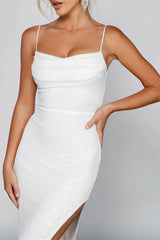 Fatima Sequin Cowl Neck Bodycon Formal Dress