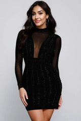 Amelia Rhinestone Mesh Bodycon Dress