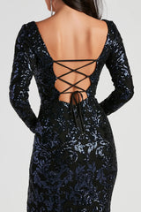 Formal Sequin Lace-Up Dress