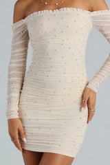 Elite Style Pearl Embellished Mini Dress