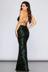 Taisia Formal Sequin Scroll Dress