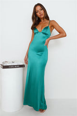 Events Of Class Satin Maxi Dress Green