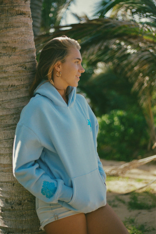 "Everything Comes in Waves” Hoodie in Blue