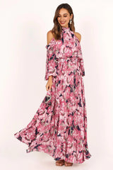 Hilary Pleated Maxi Dress - Pink Floral