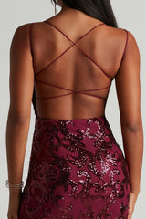 Formal Sequin Cross-Back Mini Dress