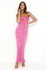 Wearing This Tonight Plisse Strapless Maxi Dress Pink