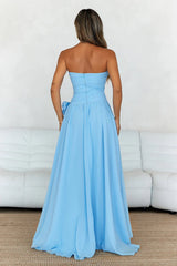 Secret Rose Strapless Maxi Dress Blue