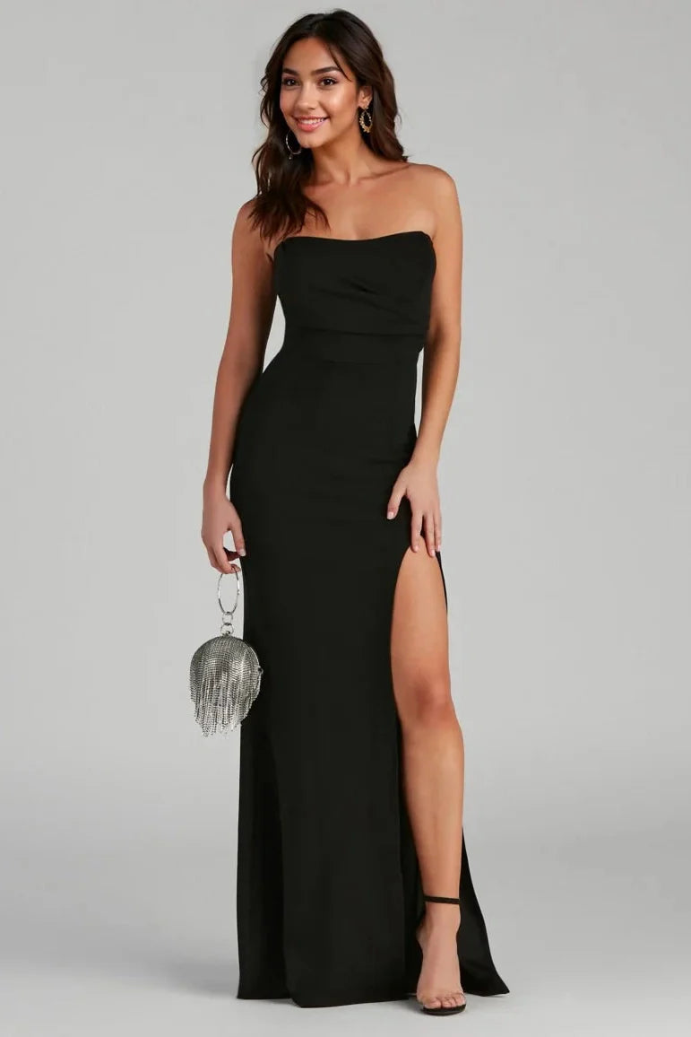 Strapless High Slit Formal Dress