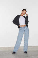 Low Rise Parallel Jeans in 80s Light Blue Wash