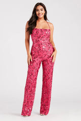 Radiate In Sequins Lace-Up Jumpsuit