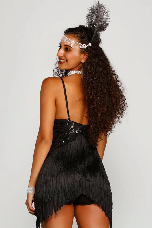 Retro Party Queen Fringe Sequin Romper