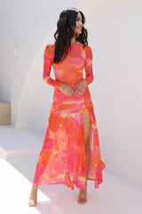 Olivia Maxi Dress Orange Floral