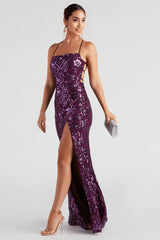 Lana Sequin Mesh Formal Dress