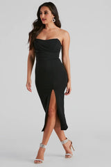 Zadie Formal High-Slit Midi Dress