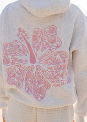 "Hawaii Hibiscus" Hoodie in Heather Cloud