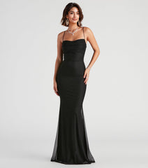 Addison Glitter Mesh Formal Dress