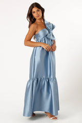 Betina Bow Front Maxi Dress - BLUE/DUSTY ROSE