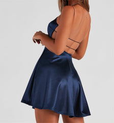 Grand Exit Satin Skater Dress