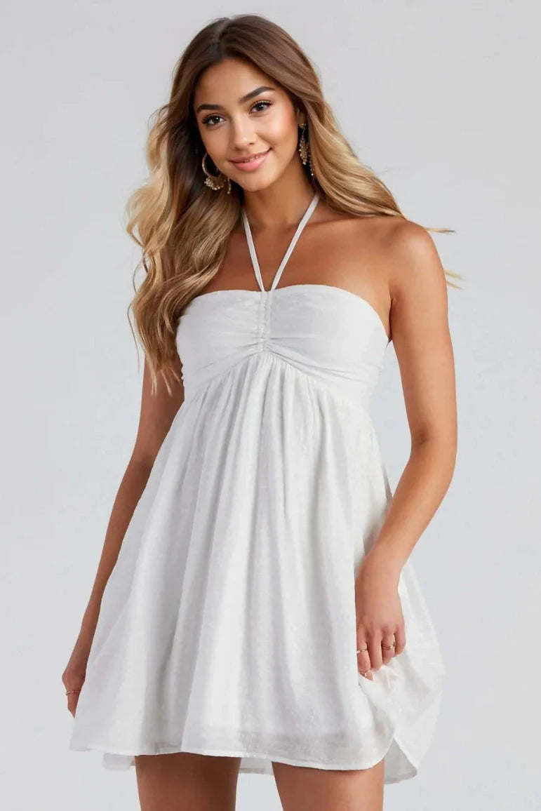 Feel The Sun Halter Sweetheart Skater Dress