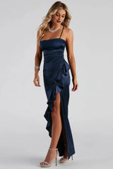 Jane Formal High Slit Satin Dress