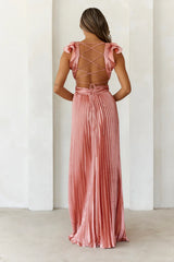 Beauty Of Her Satin Maxi Dress Blush