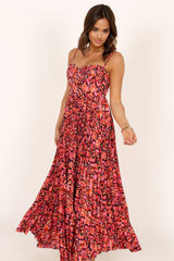 Achanti Pleated Maxi Dress - Pink Multi