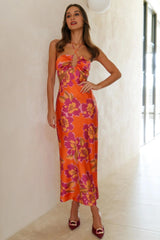 Orchid Midi Slip Dress Orange