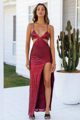 Glimmer Down Maxi Dress Merlot